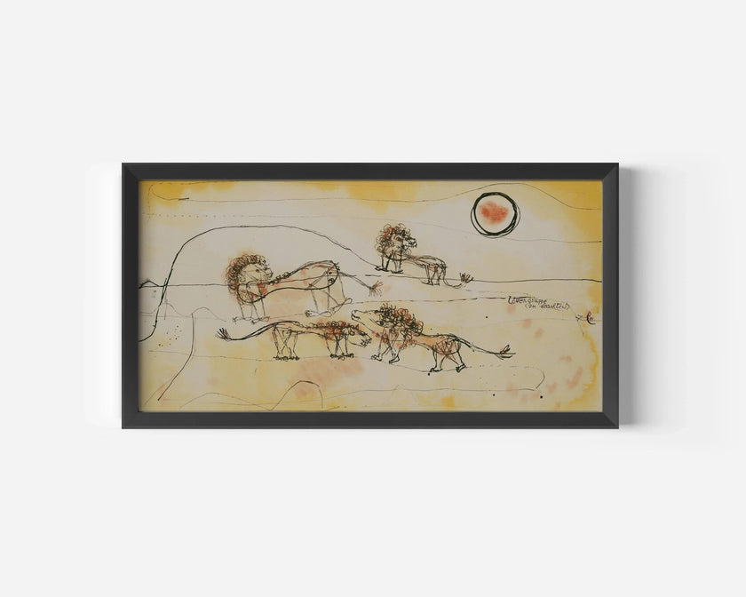 Paul Klee Lions Art Print: Modern Abstract Panoramic, Framed Option