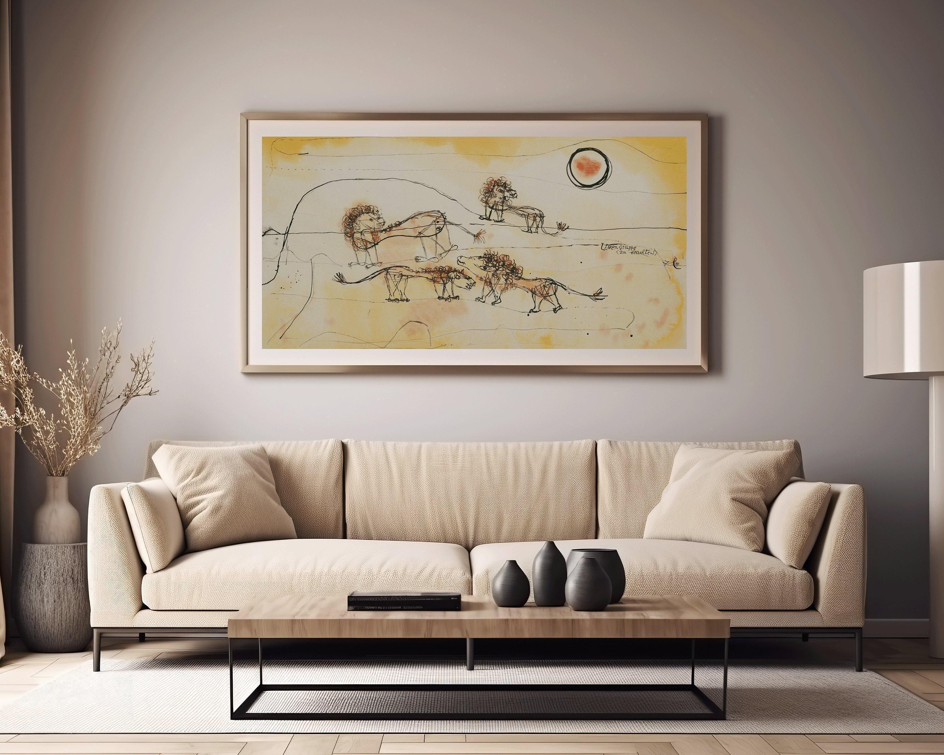 Paul Klee Lions Art Print: Modern Abstract Panoramic, Framed Option