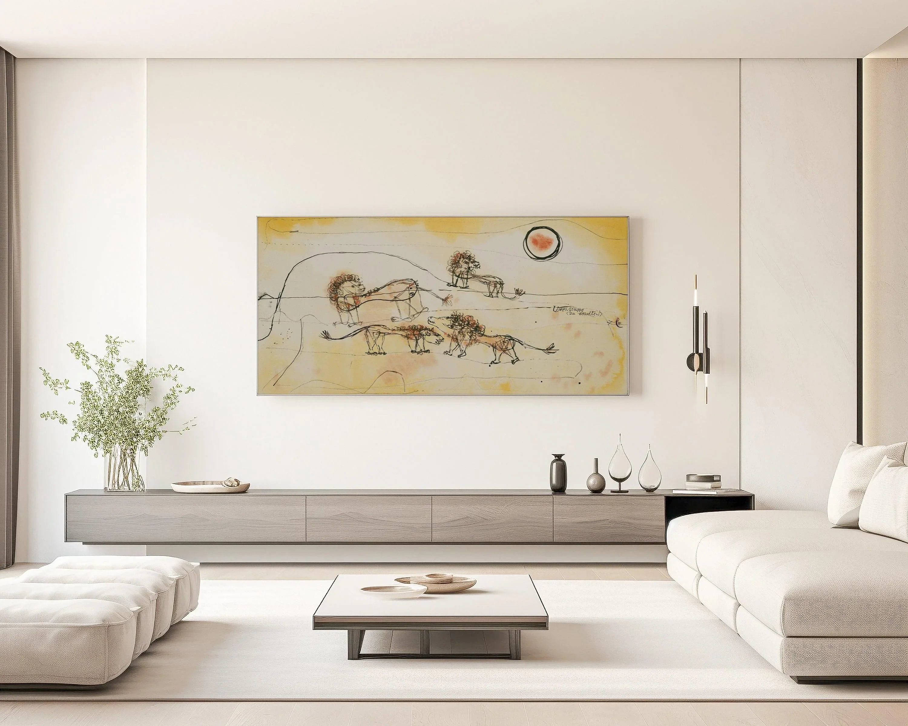 Paul Klee Lions Art Print: Modern Abstract Panoramic, Framed Option