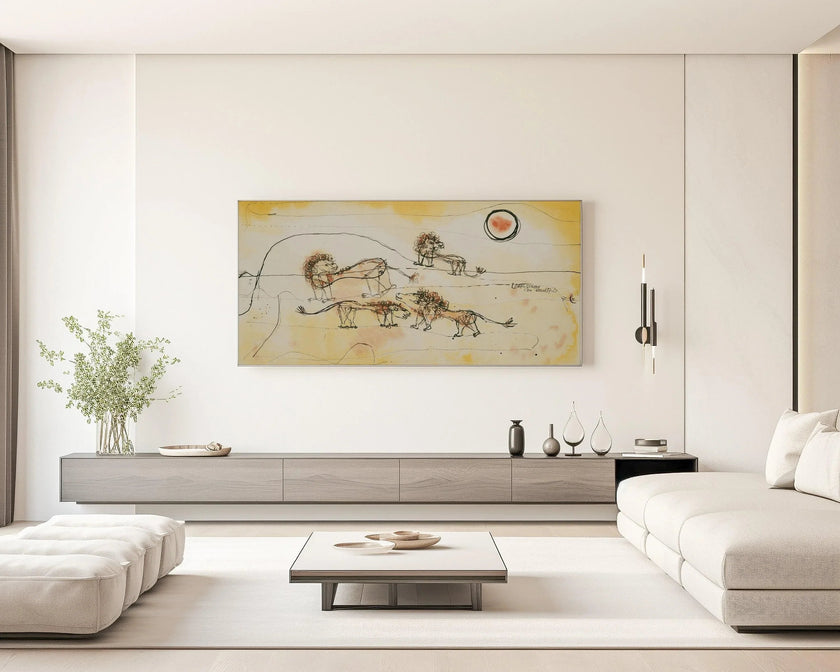 Paul Klee Lions Art Print: Modern Abstract Panoramic, Framed Option