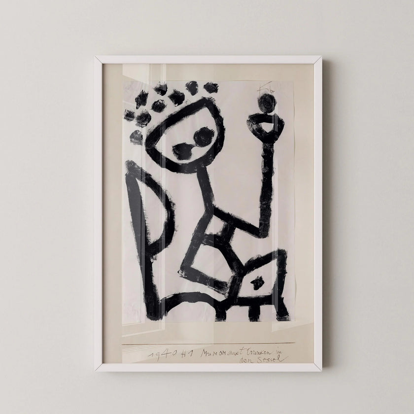 Paul Klee Print: Mumon Sinks Drunk, Minimalist Abstract Art