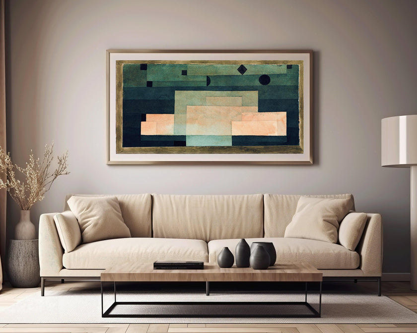 Paul Klee Print: The Firmament Above the Temple, Abstract Panoramic Art (2x1)