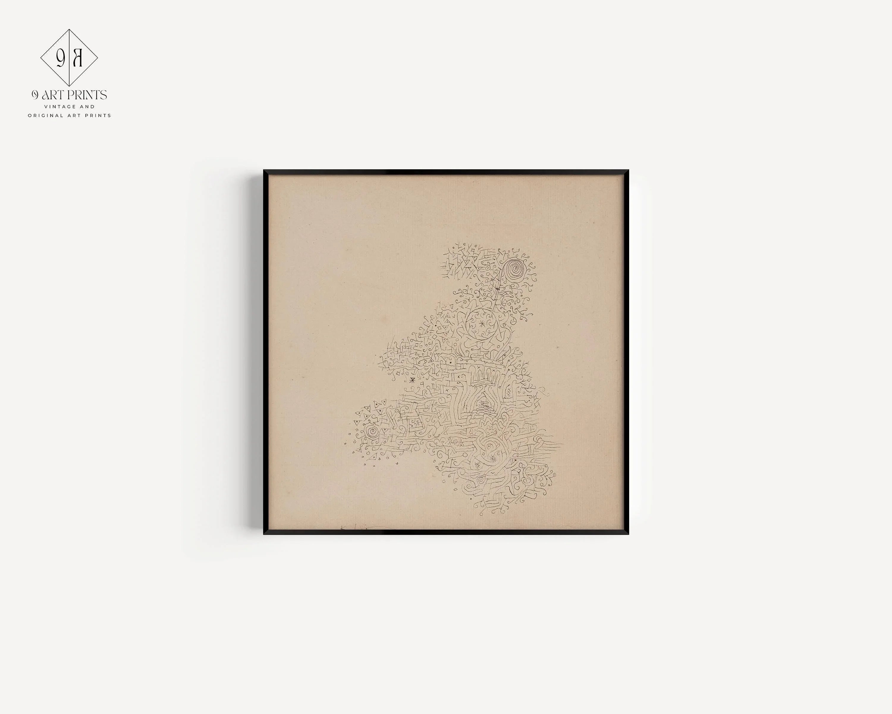 Paul Klee Rosenhag Print: Beige & Black Mid-Century Modern Sketch