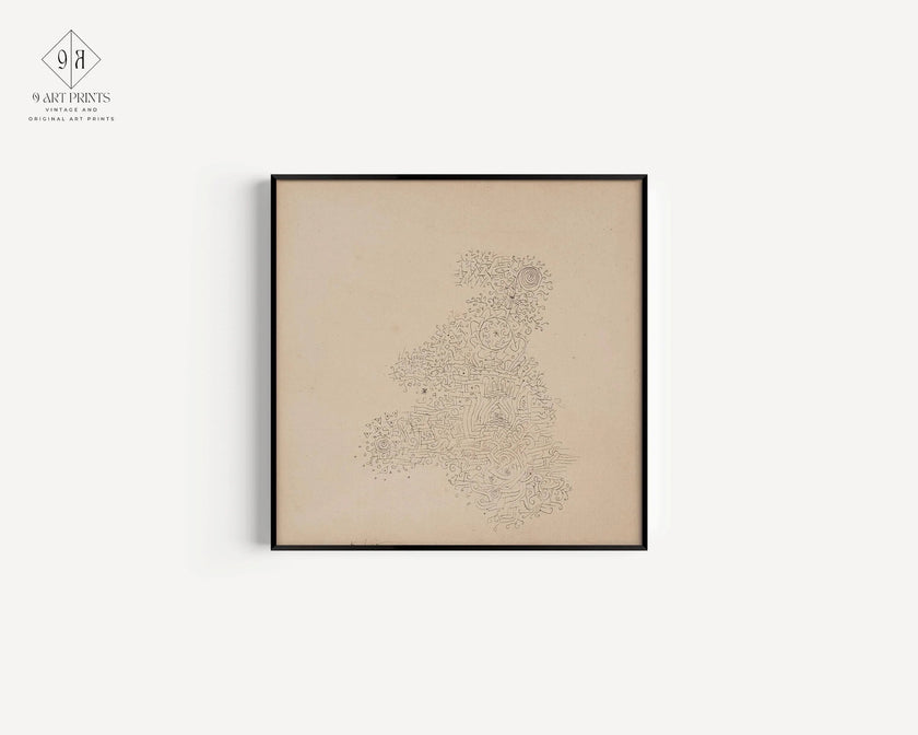 Paul Klee Rosenhag Print: Beige & Black Mid-Century Modern Sketch