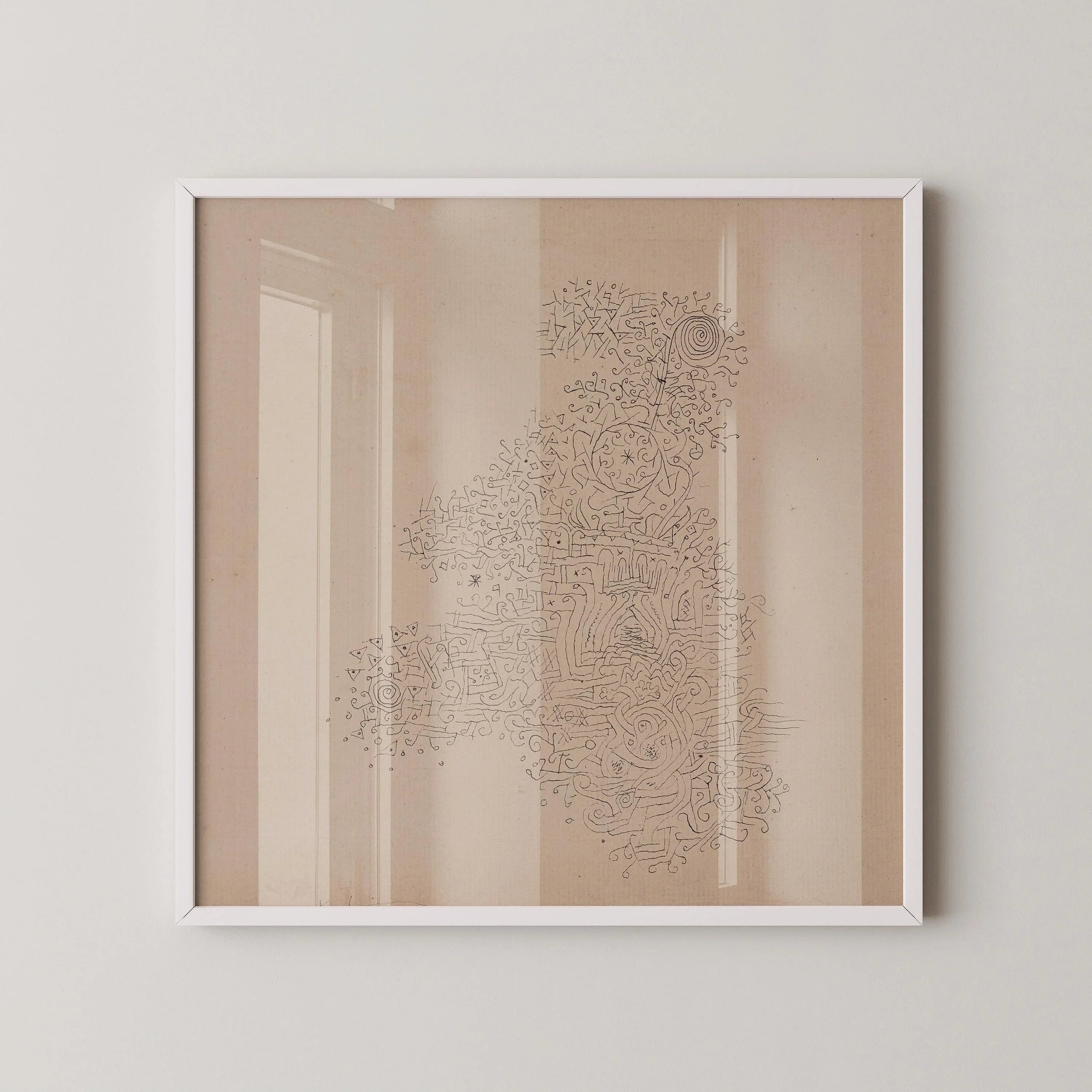 Paul Klee Rosenhag Print: Beige & Black Mid-Century Modern Sketch
