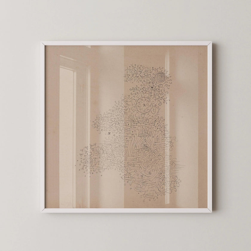 Paul Klee Rosenhag Print: Beige & Black Mid-Century Modern Sketch