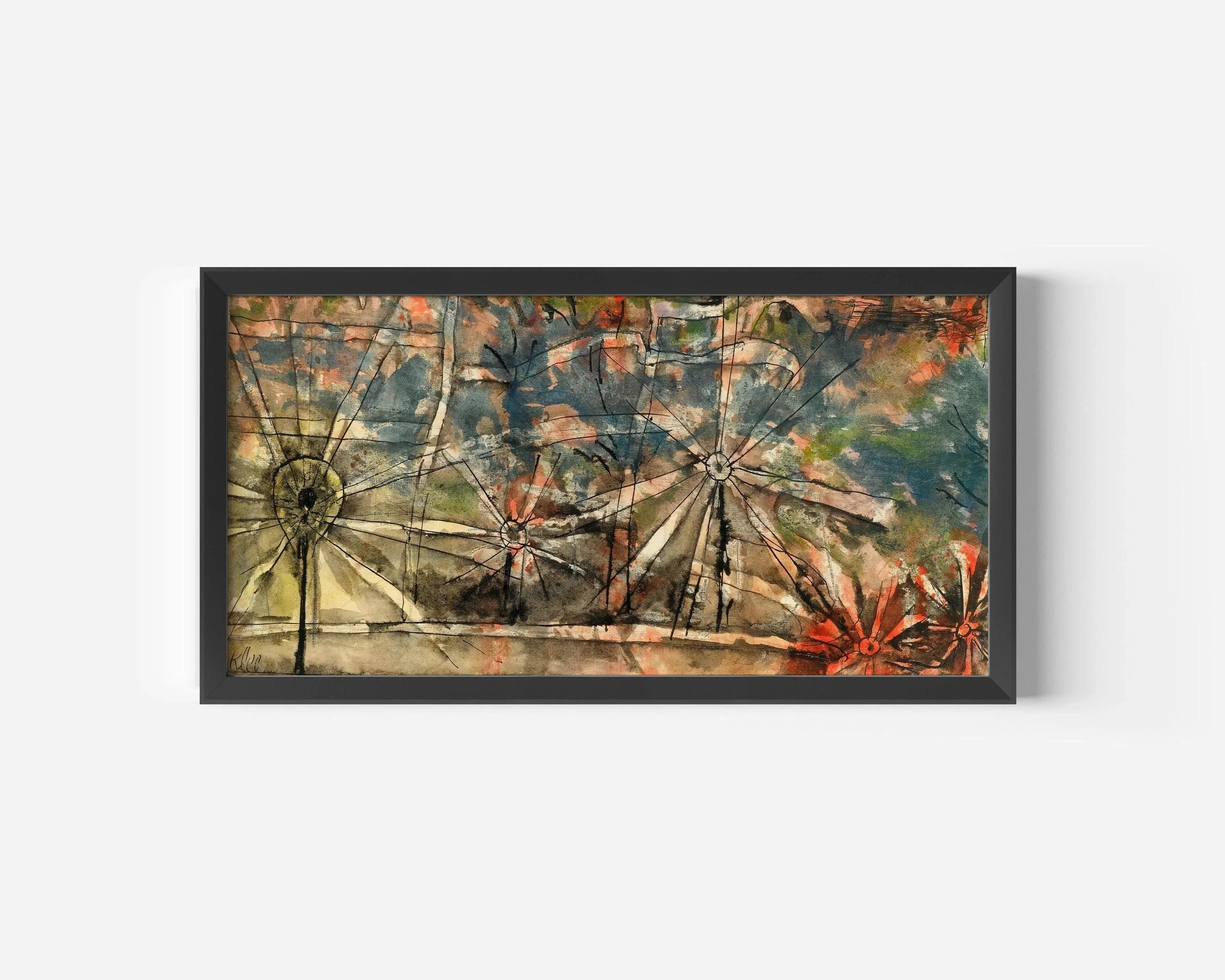 Paul Klee - Streetlamps | Modern Abstract Wide Panoramic Art (available handframed or unframed) 2x1