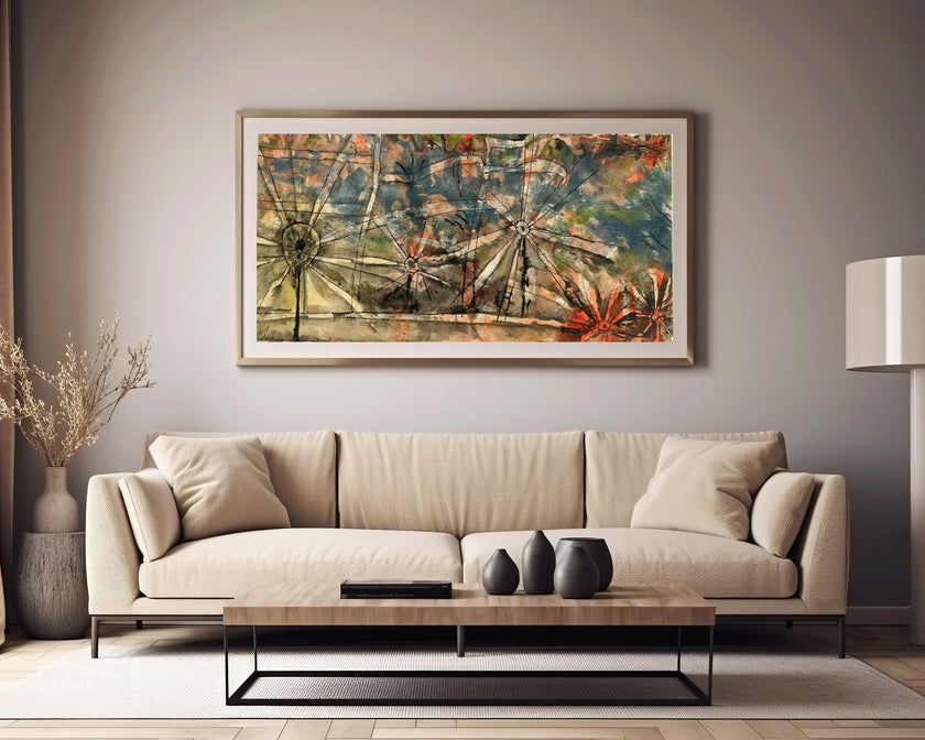 Paul Klee - Streetlamps | Modern Abstract Wide Panoramic Art (available handframed or unframed) 2x1