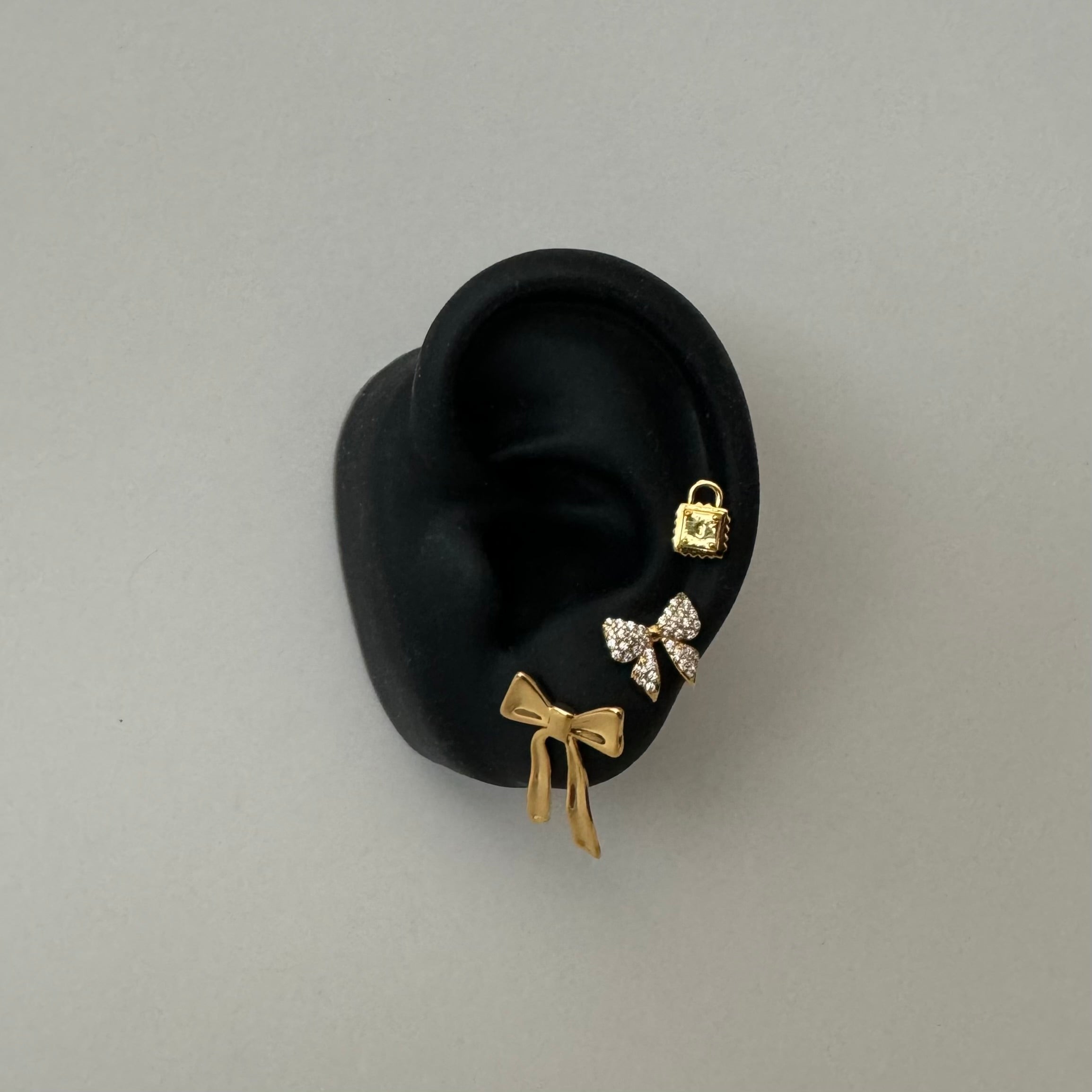 Pave Bow Studs- Gold