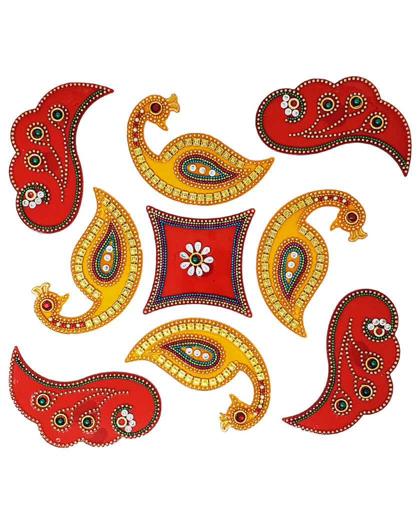 Peacock Rangoli Design (artificial Rangoli reusable)