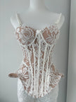Floral Lace Corset & Wide Leg Trouser Set