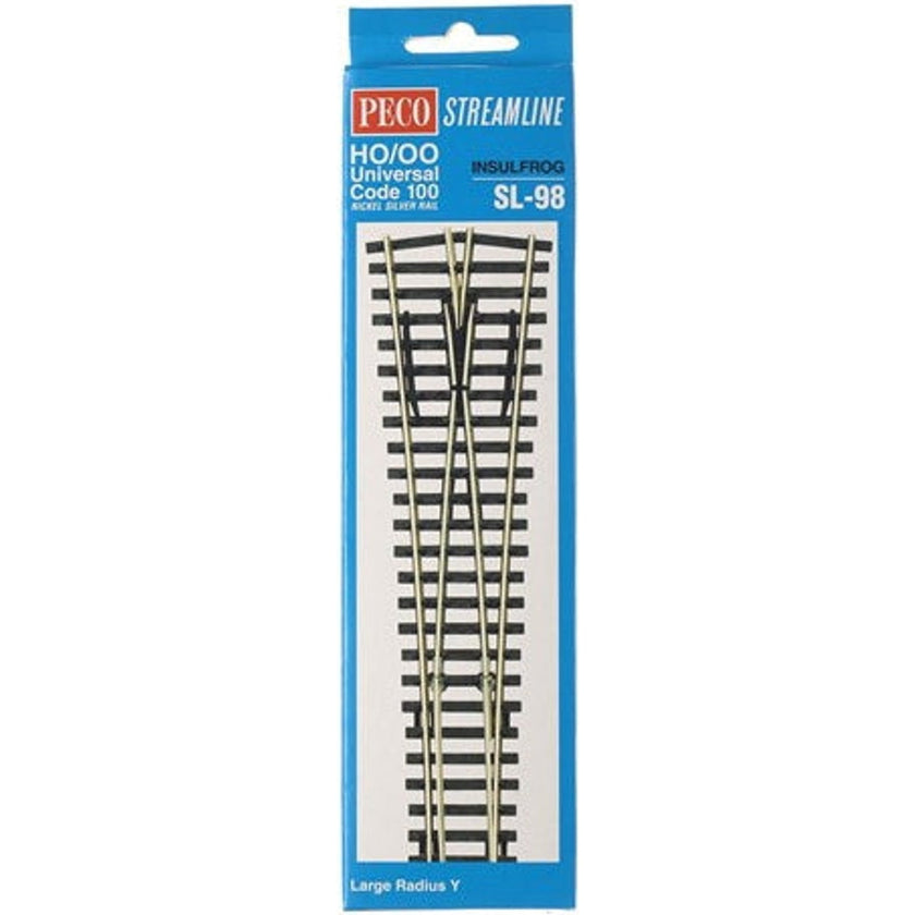 Peco Streamline SL-98 HO / OO Universal Code 100 Nickel Silver Rail Insulfrog Large Radius Wye Turnout Switch