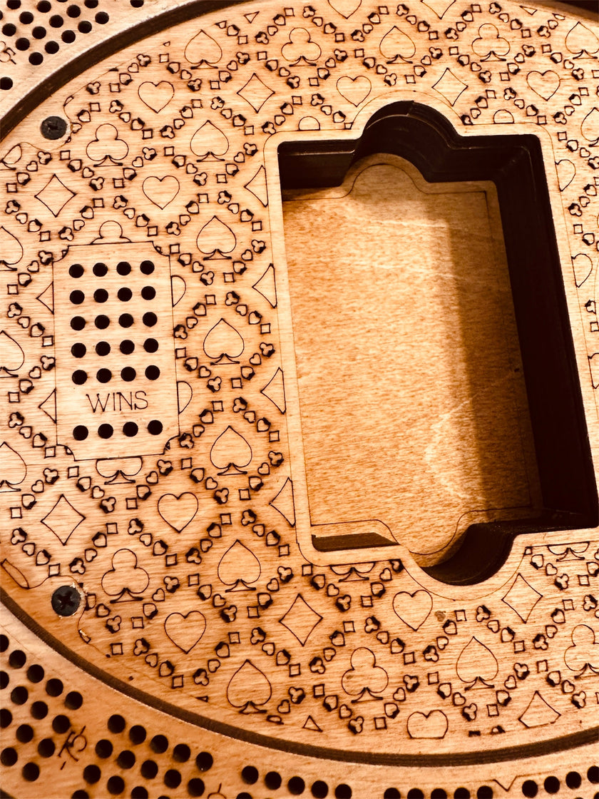 Personalized 4-Track  Cribbage Board – Handcrafted, Custom Engraved & Stand-Up Display