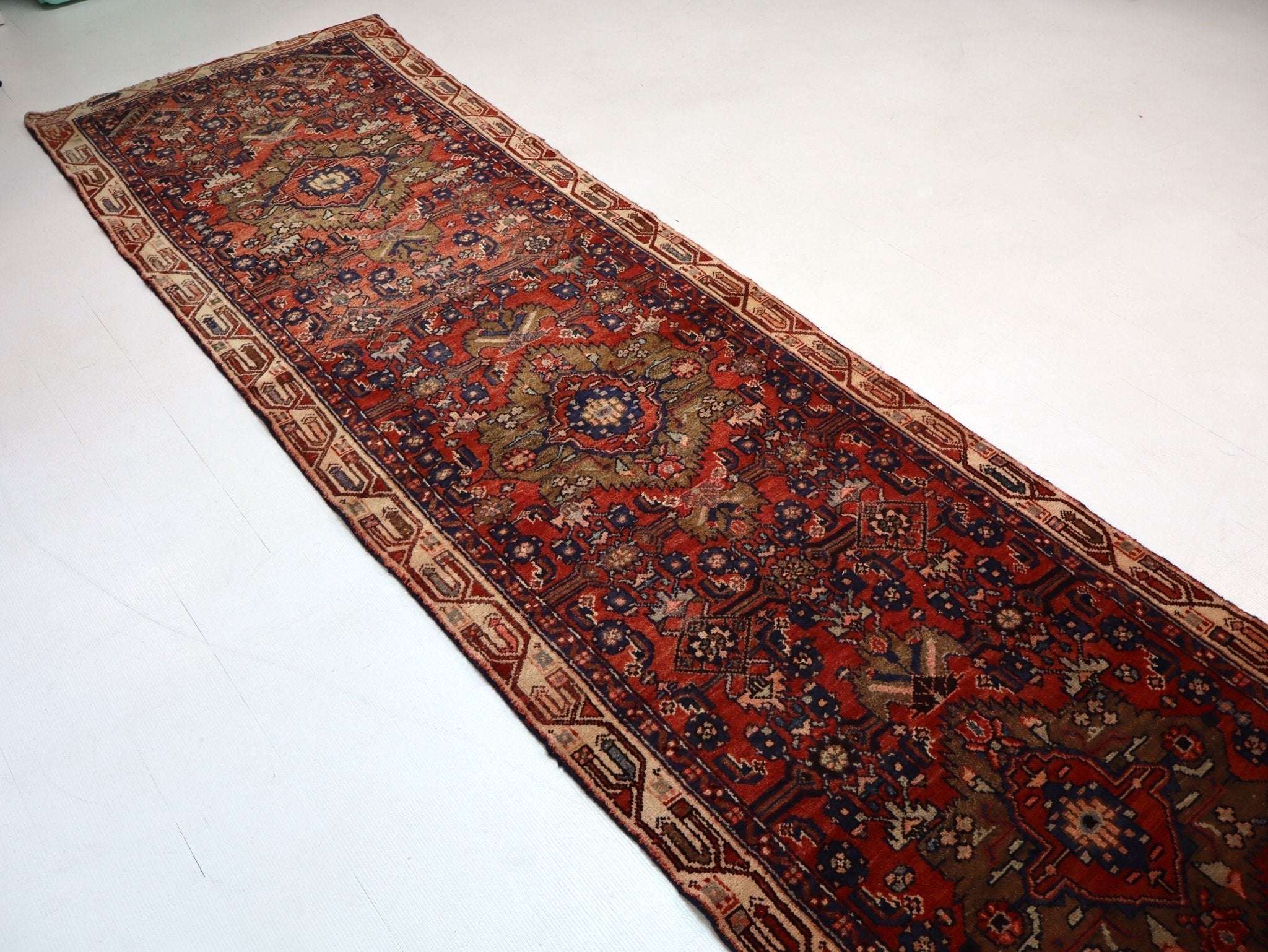 Persian Hosseinabad Runner Rug | 3' 2” x 12' 6