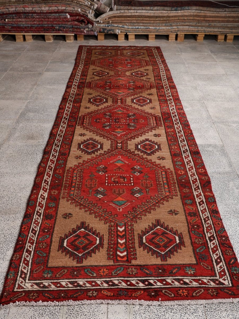 Persian Meshkin Runner Rug | 3' 6” x 13' 4