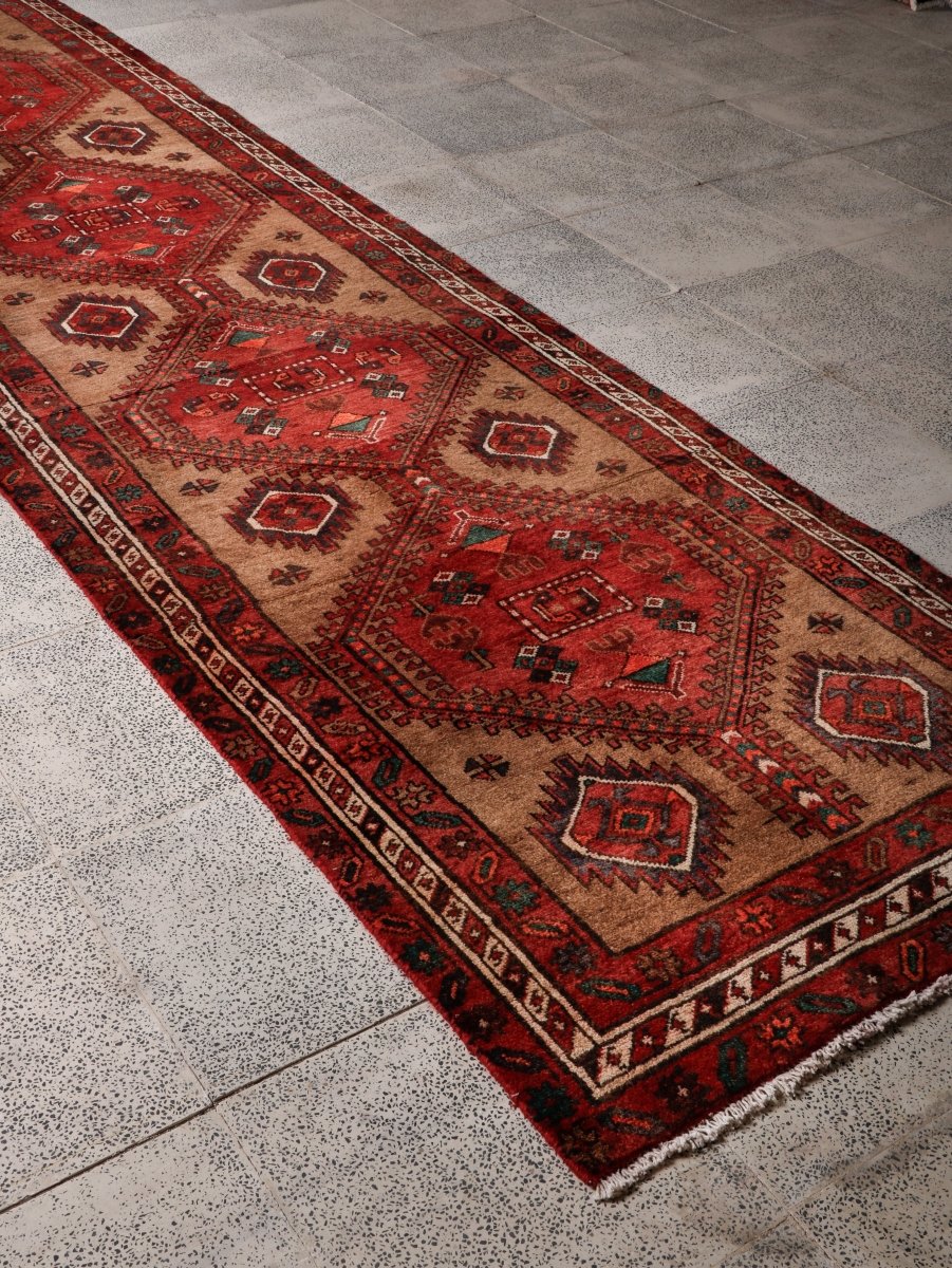 Persian Meshkin Runner Rug | 3' 6” x 13' 4