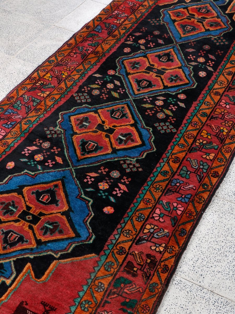 Persian Meshkin Runner Rug | 3' 7” x 9' 10