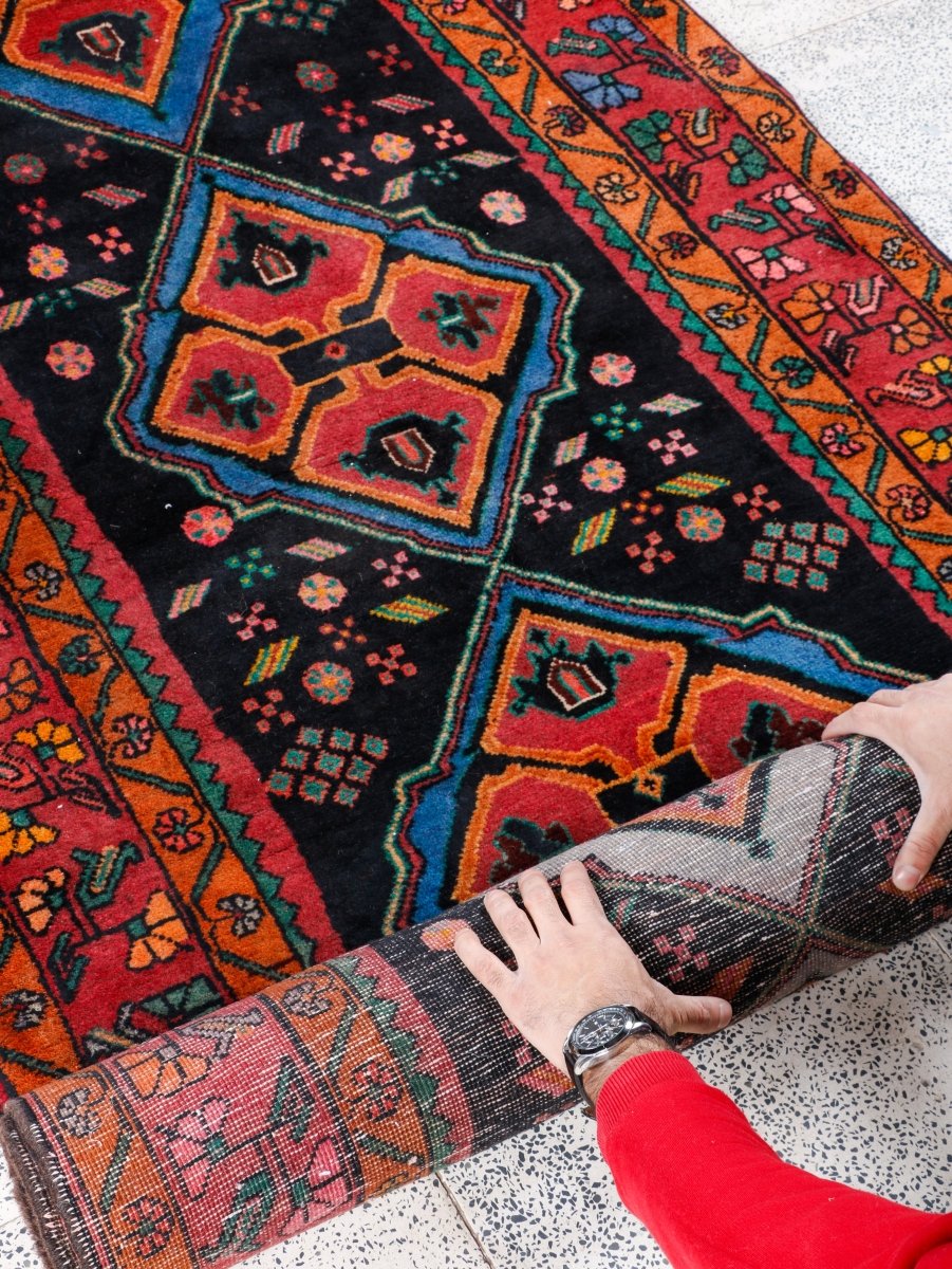 Persian Meshkin Runner Rug | 3' 7” x 9' 10
