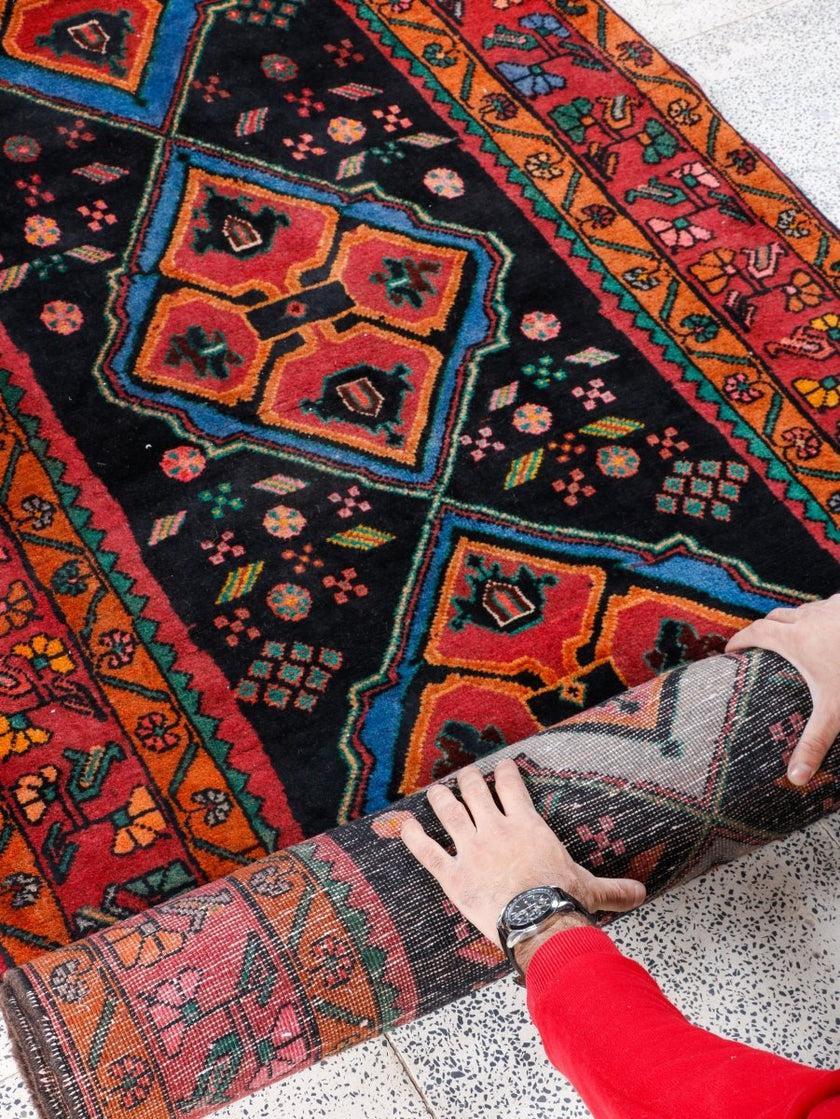 Persian Meshkin Runner Rug | 3' 7” x 9' 10