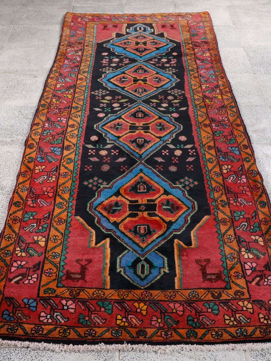 Persian Meshkin Runner Rug | 3' 7” x 9' 10
