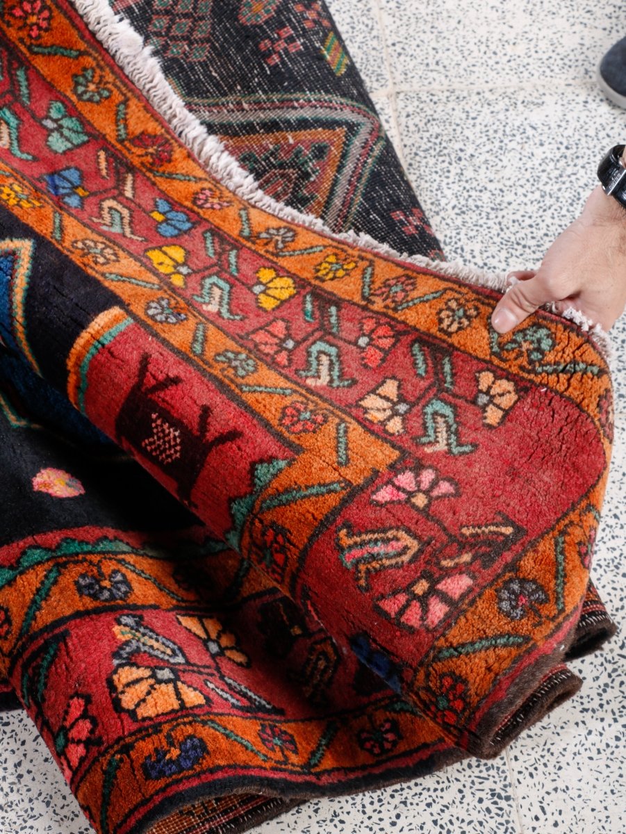 Persian Meshkin Runner Rug | 3' 7” x 9' 10