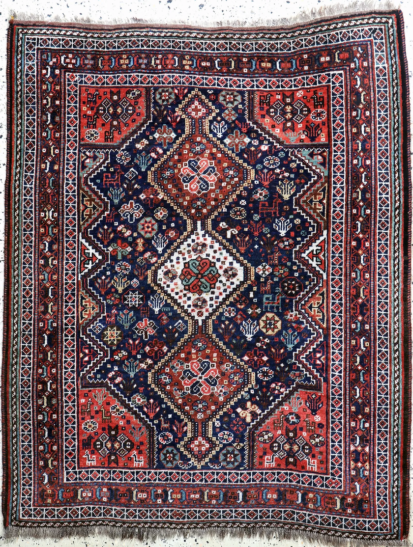 Persian Qashqai Rug | 4' x 5' 1