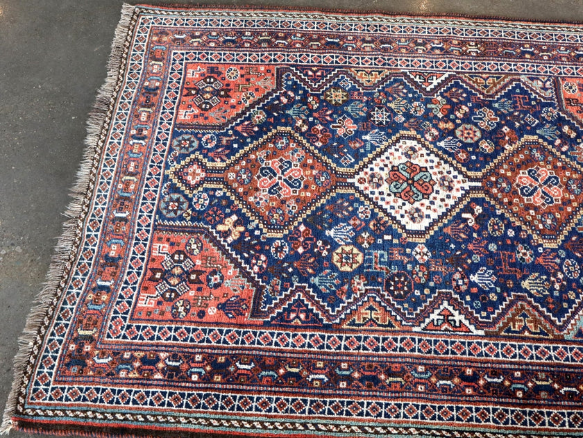 Persian Qashqai Rug | 4' x 5' 1