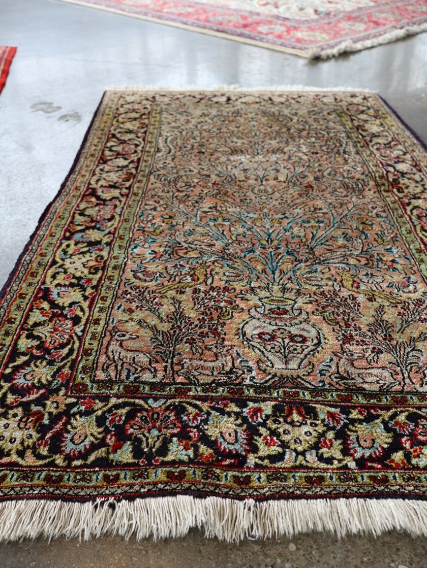 On Hold - Persian Qum Pure Silk Rug | 2' 7