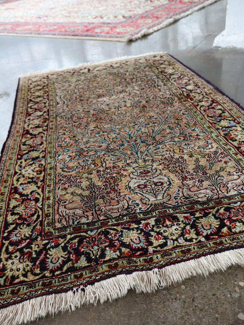 On Hold - Persian Qum Pure Silk Rug | 2' 7