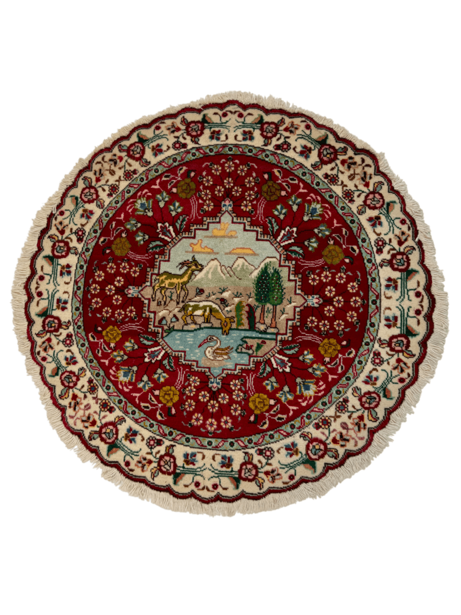 Persian Tabriz Round Rug | 3' 1