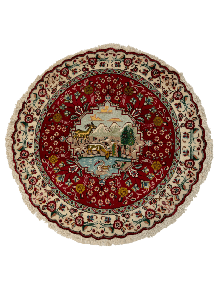 Persian Tabriz Round Rug | 3' 1
