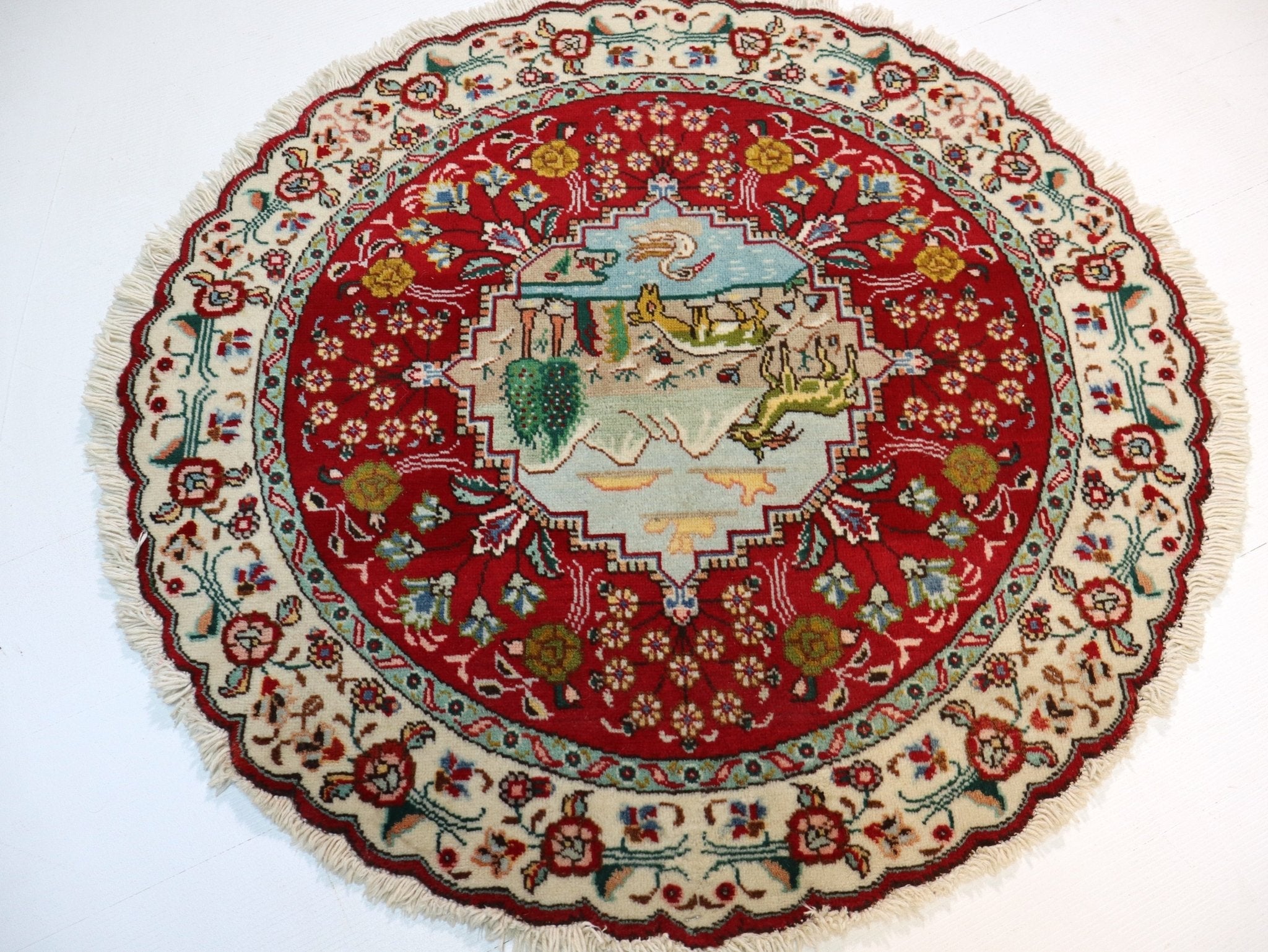 Persian Tabriz Round Rug | 3' 1