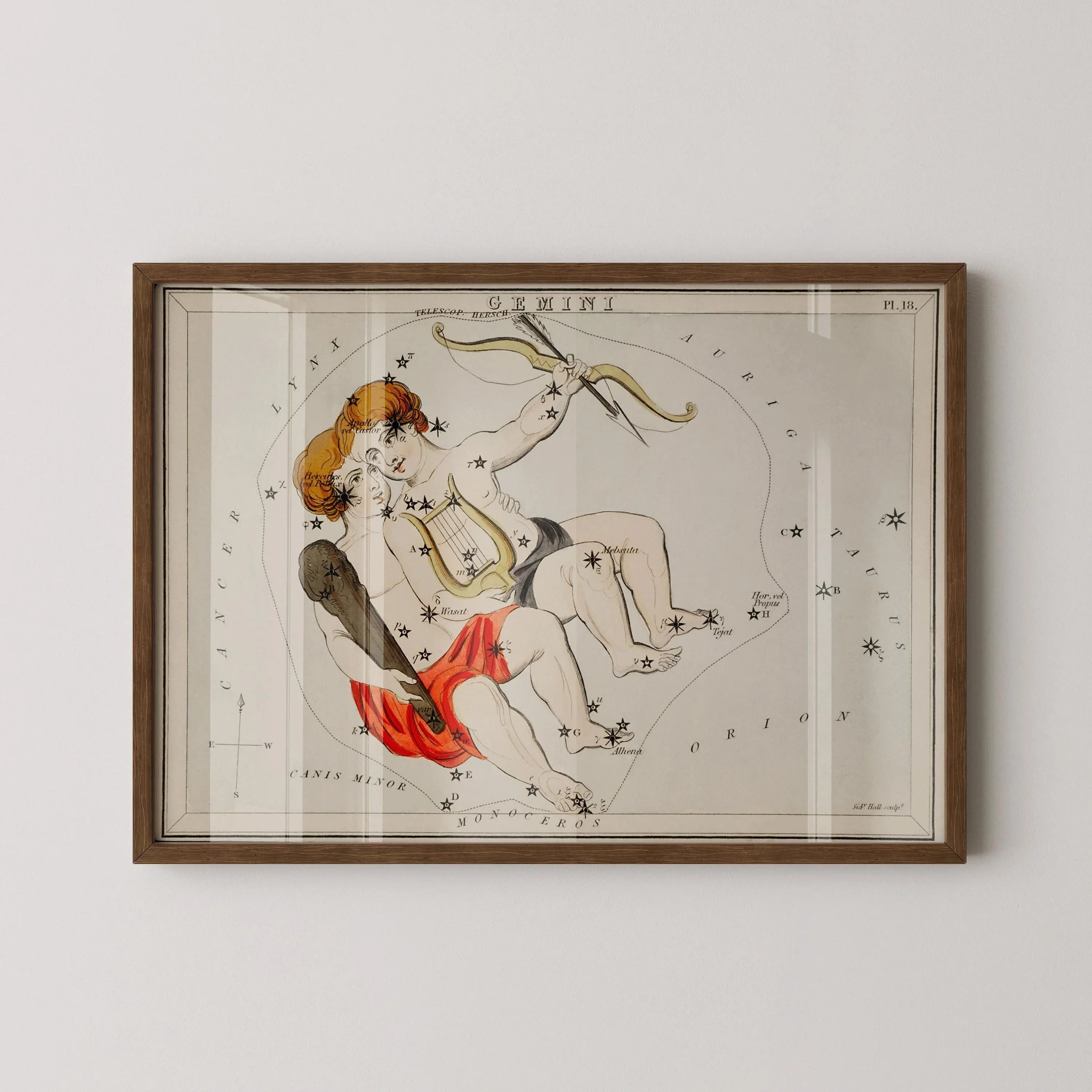Personalizable Vintage Astrological Sign Print - Gemini | Sidney Hall Art (available handframed or unframed)