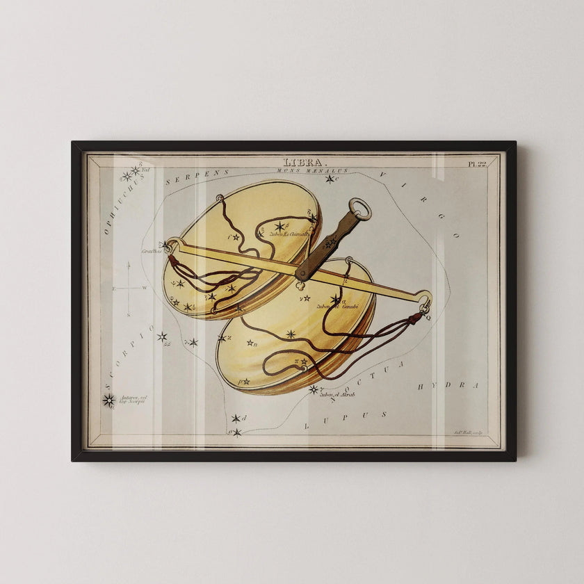 Personalizable Vintage Astrological Sign Print - Libra | Sidney Hall Art (available handframed or unframed)