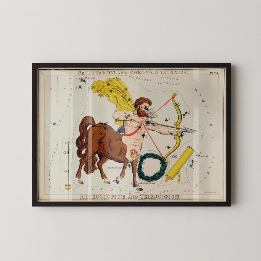 Personalizable Vintage Astrological Sign Print - Saggitarius | Sidney Hall Art (available handframed or unframed)