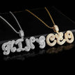 Personalized Cursive Letter Splicing Combination Pendant Micro Zirconia Necklace for men.