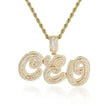 Personalized Cursive Letter Splicing Combination Pendant Micro Zirconia Necklace for men.