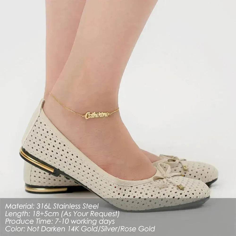Personalized Custom 316L Stainless Steel Jewelry, English Alphabet Name Anklet