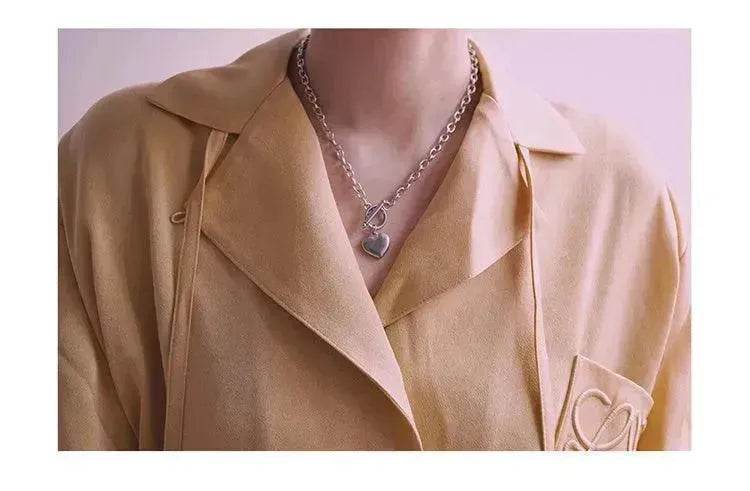 Personalized Thick Chain Ins Wind Love Clavicle Necklace Choker Niche Design Trend Necklace For Women