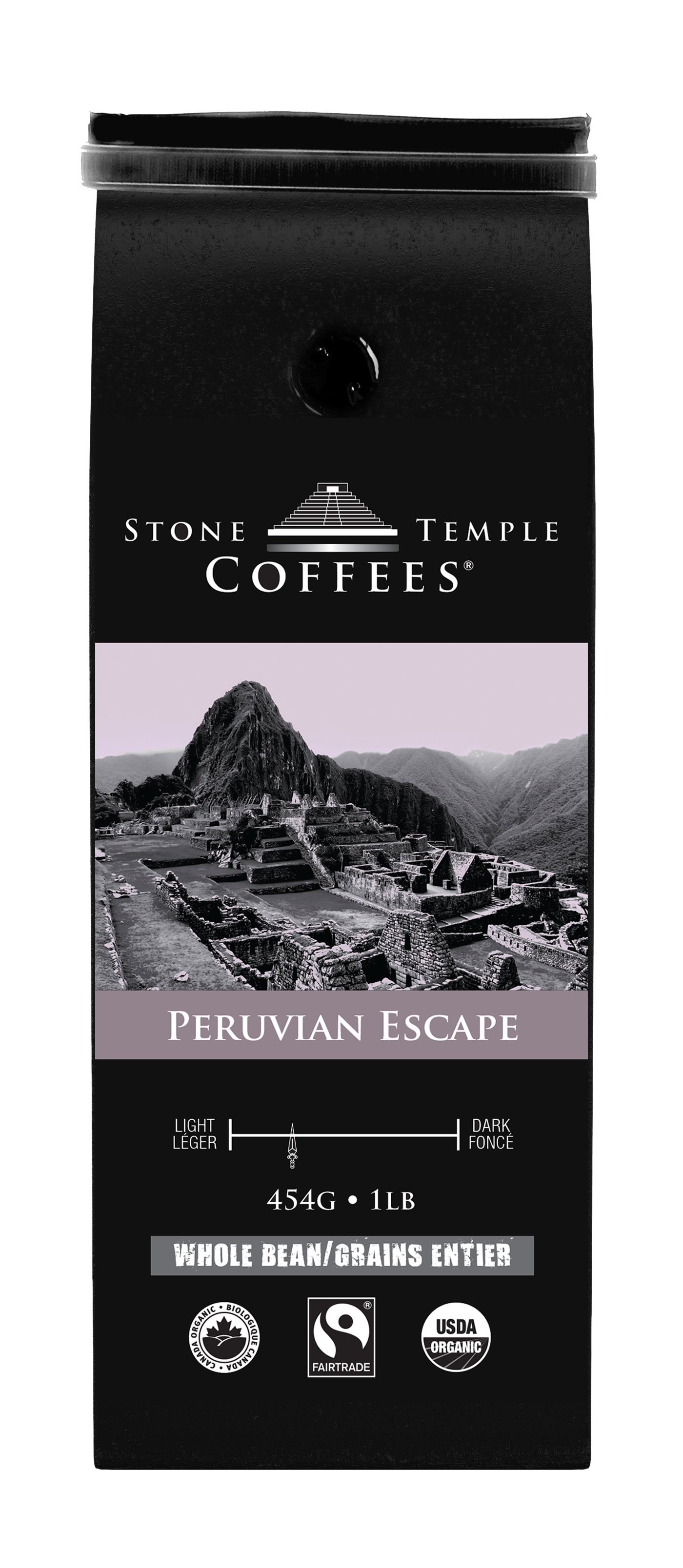 Peruvian Escape - Whole Bean, Medium Roast, Certified Organic OCIA/ Fairtrade Coffee 1lb/454g
