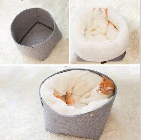 Cozy Enclosed Pet Bed – Windproof Removable Nest for Cats & Dogs (S/M)