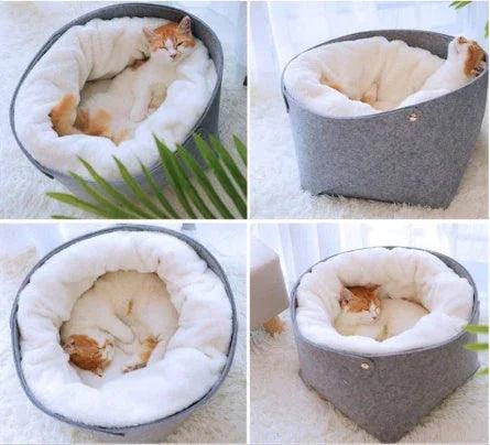 Cozy Enclosed Pet Bed – Windproof Removable Nest for Cats & Dogs (S/M)