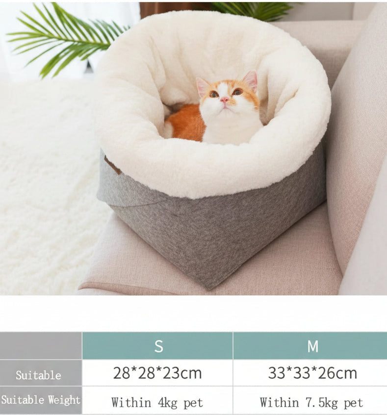 Cozy Enclosed Pet Bed – Windproof Removable Nest for Cats & Dogs (S/M)
