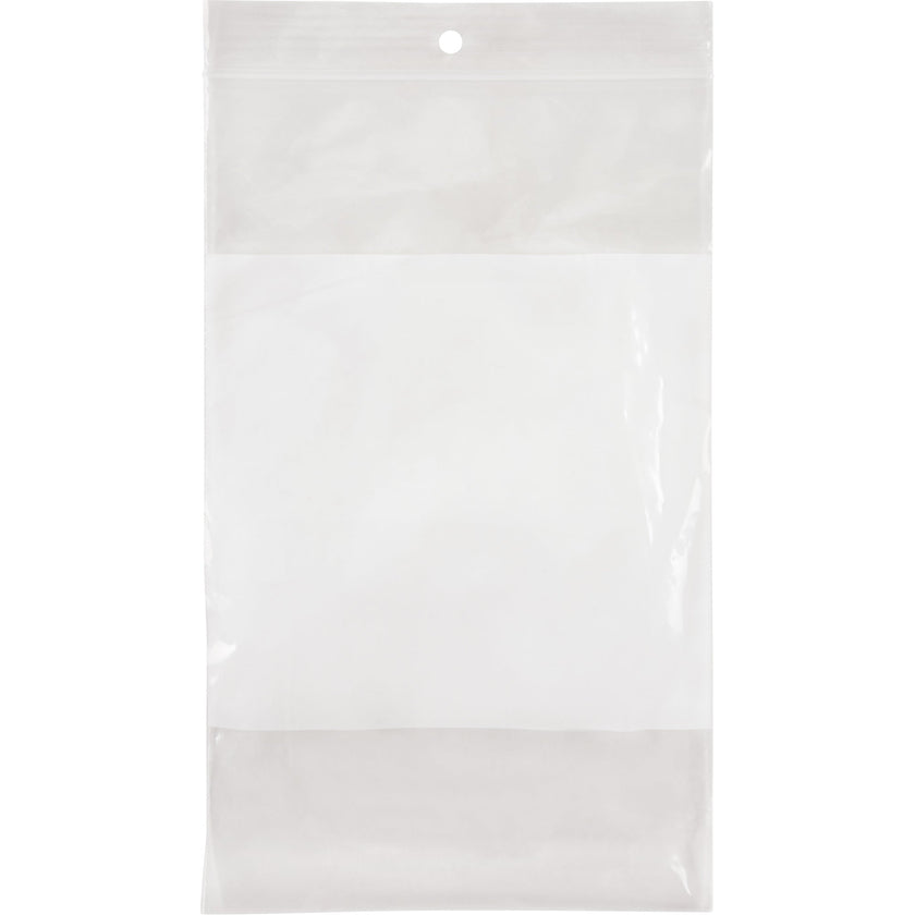 White Block Poly Bags, Reclosable, 8