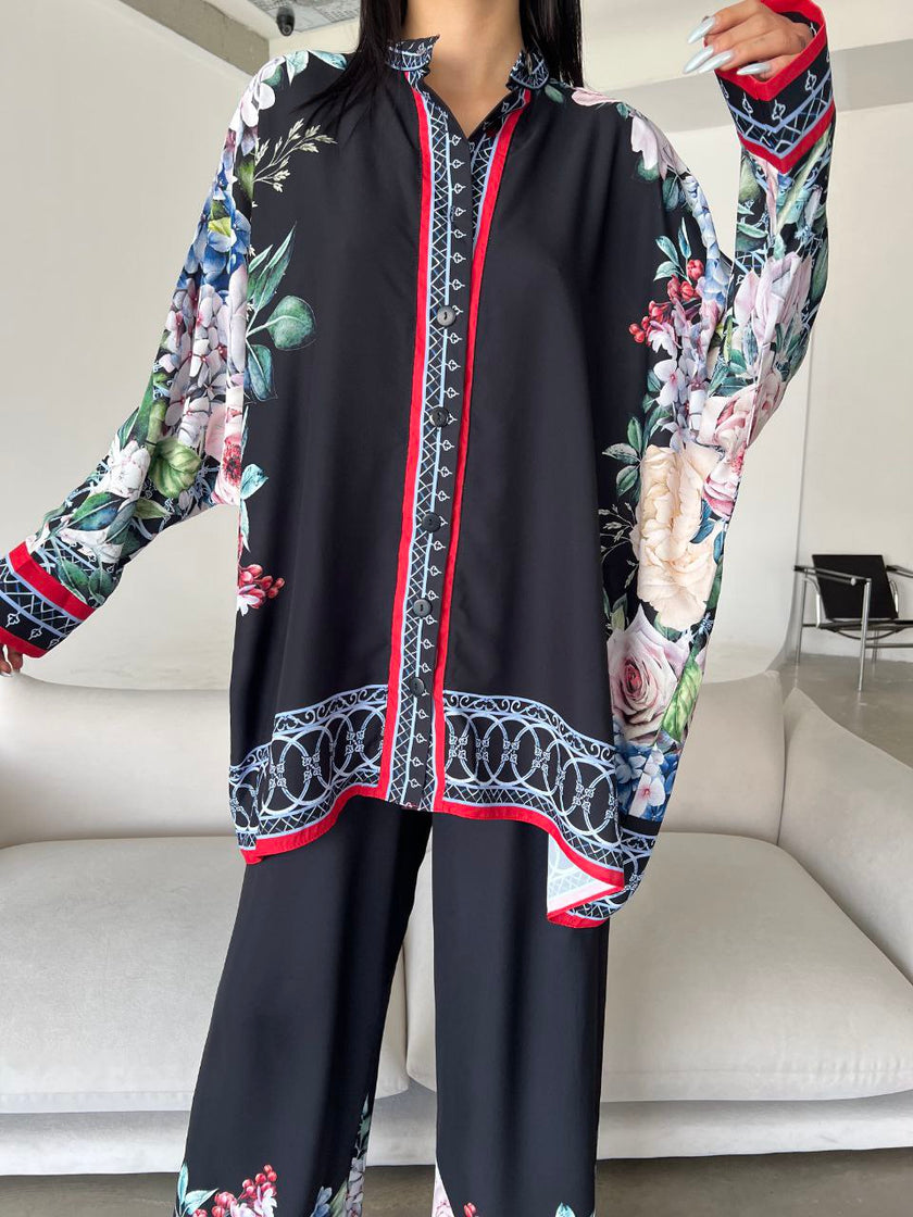Printed Top with Wide Leg Pants