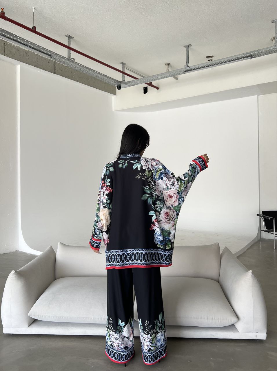 Printed Top with Wide Leg Pants