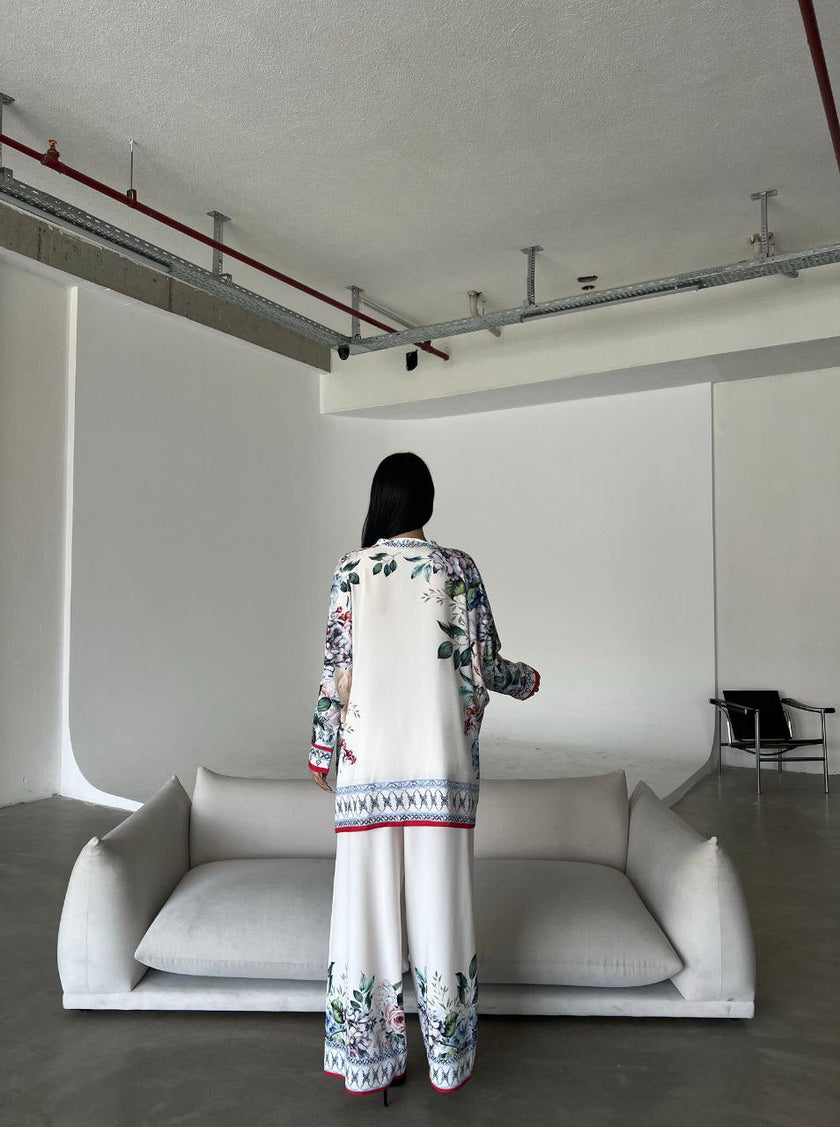 Printed Top with Wide Leg Pants