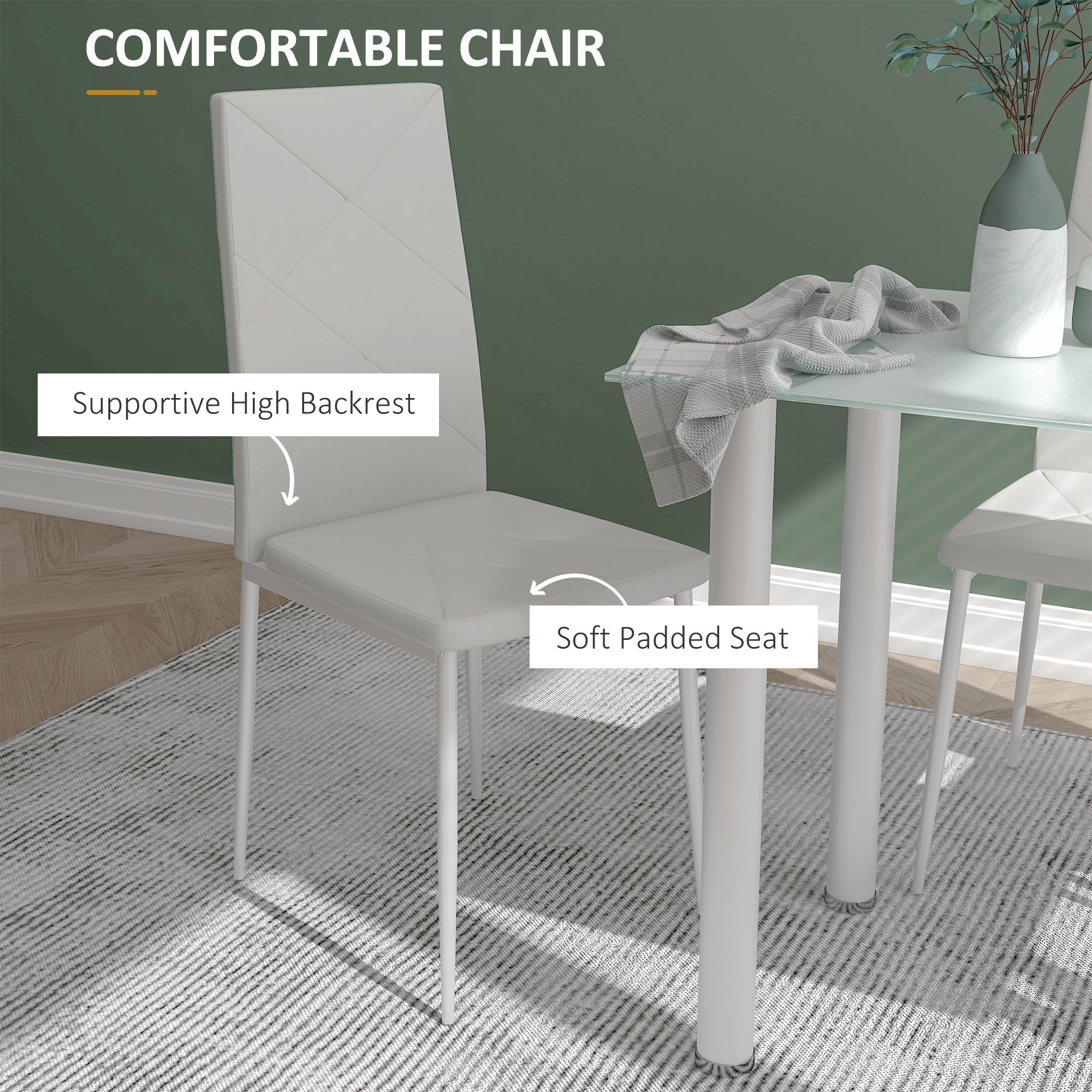 Adam Modern Space-Saving Dining Set for 4-White