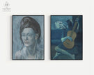 Picasso Art Prints: Woman with Helmet, Old Guitarist - Gallery Wall Duo