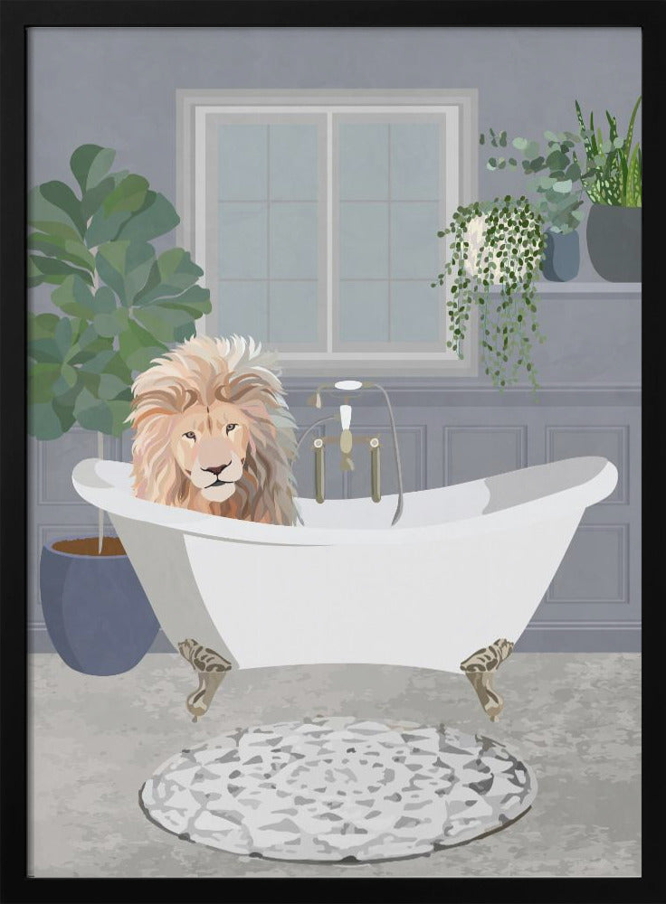 Impression sur toile d'art mural : Lion prend un bain